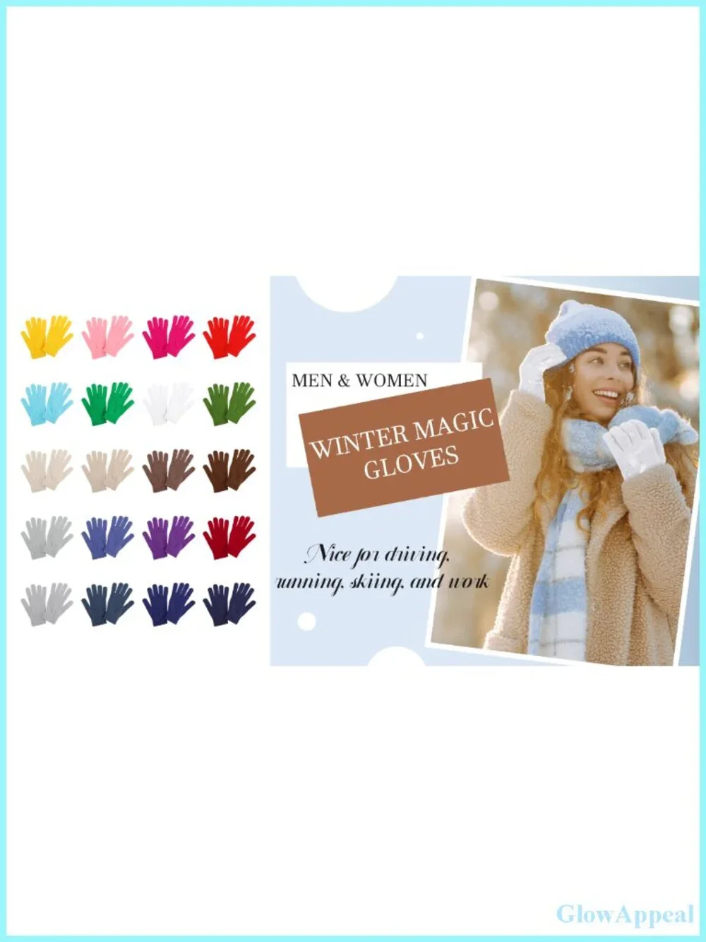 12 Pairs Stretchy Warm Knit Gloves with Mesh Storage Bag for Men or Women